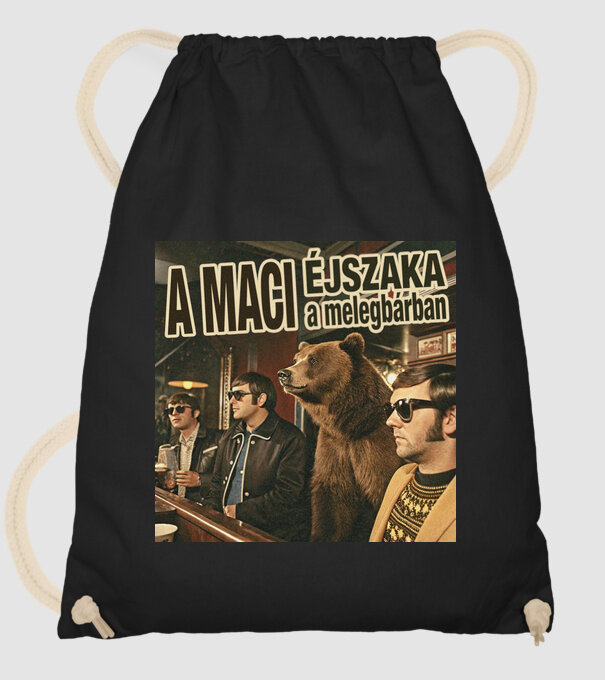 Éjszaka a melegbárban | A Maci album minta fekete pólón